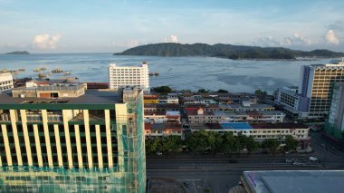 Gaya Adası 'ndaki Köylerin Sahnesi, Kota Kinabalu, Sabah Malezya