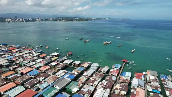 Paisaje Las Aldeas Dentro Isla Gaya Kota Kinabalu Sabah Malasia — Foto de Stock