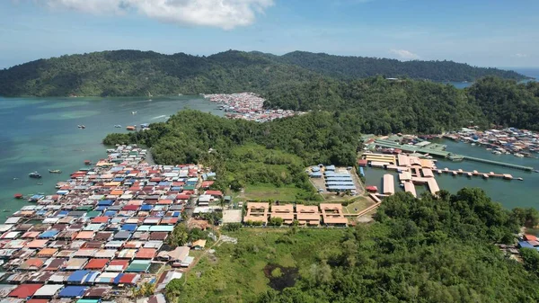 Paisagem Das Aldeias Dentro Ilha Gaya Kota Kinabalu Sabah Malásia — Fotografia de Stock