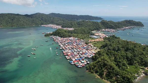 Paysage Des Villages Île Gaya Kota Kinabalu Sabah Malaisie — Photo