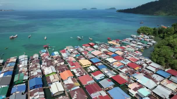 Paysage Des Villages Île Gaya Kota Kinabalu Sabah Malaisie — Video