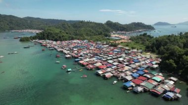 Gaya Adası 'ndaki Köylerin Sahnesi, Kota Kinabalu, Sabah Malezya