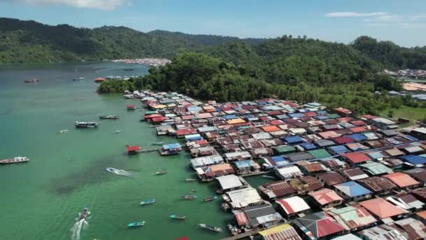 Paysage Des Villages Île Gaya Kota Kinabalu Sabah Malaisie — Video