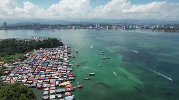 Krajobraz Wsi Wyspie Gaya Kota Kinabalu Sabah Malezja — Wideo stockowe