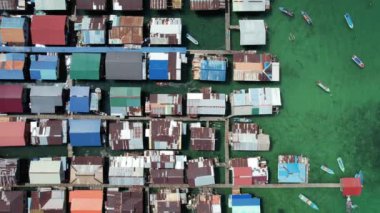 Gaya Adası 'ndaki Köylerin Sahnesi, Kota Kinabalu, Sabah Malezya