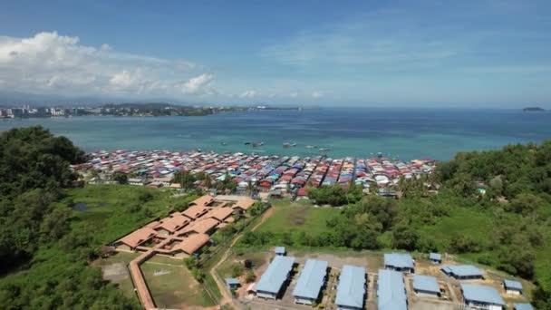 Paisagem Das Aldeias Dentro Ilha Gaya Kota Kinabalu Sabah Malásia — Vídeo de Stock