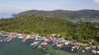 Gaya Adası 'ndaki Köylerin Sahnesi, Kota Kinabalu, Sabah Malezya