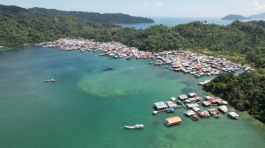 Gaya Adası 'ndaki Köylerin Sahnesi, Kota Kinabalu, Sabah Malezya