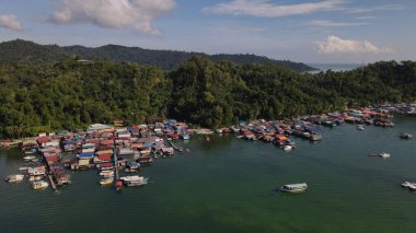 Gaya Adası 'ndaki Köylerin Sahnesi, Kota Kinabalu, Sabah Malezya