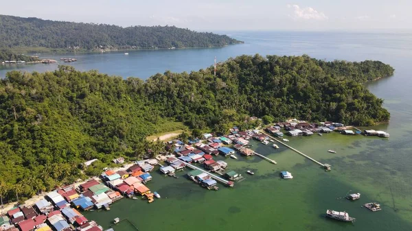 Het Landschap Van Dorpen Binnen Gaya Island Kota Kinabalu Sabah — Stockfoto