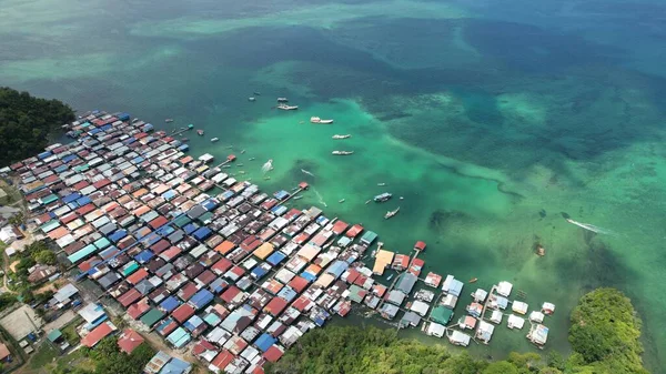 Gaya Adası Ndaki Köylerin Sahnesi Kota Kinabalu Sabah Malezya — Stok fotoğraf
