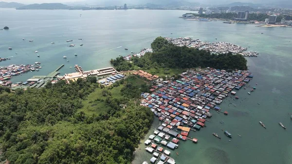 Gaya Adası Ndaki Köylerin Sahnesi Kota Kinabalu Sabah Malezya — Stok fotoğraf