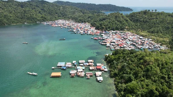 Het Landschap Van Dorpen Binnen Gaya Island Kota Kinabalu Sabah — Stockfoto
