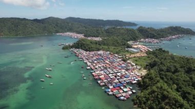 Gaya Adası 'ndaki Köylerin Sahnesi, Kota Kinabalu, Sabah Malezya