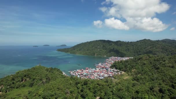 Krajina Vesnic Ostrově Gaya Kota Kinabalu Sabah Malajsie — Stock video