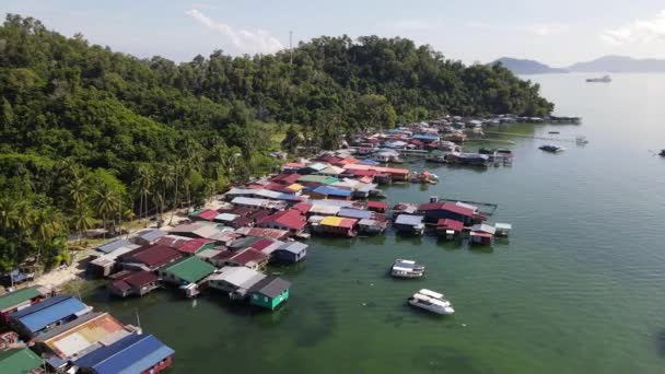 Paysage Des Villages Île Gaya Kota Kinabalu Sabah Malaisie — Video