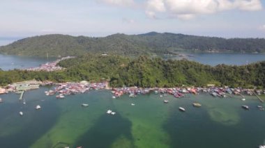 Gaya Adası 'ndaki Köylerin Sahnesi, Kota Kinabalu, Sabah Malezya