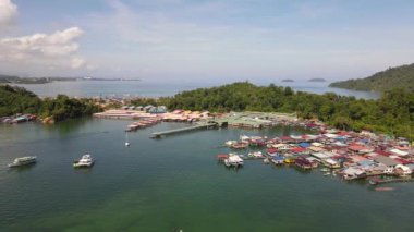 Gaya Adası 'ndaki Köylerin Sahnesi, Kota Kinabalu, Sabah Malezya