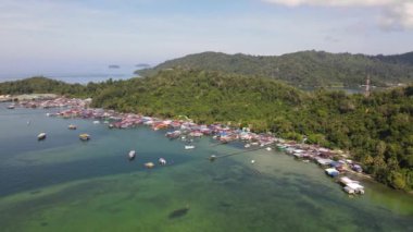 Gaya Adası 'ndaki Köylerin Sahnesi, Kota Kinabalu, Sabah Malezya