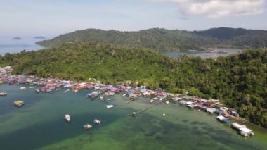 Gaya Adası 'ndaki Köylerin Sahnesi, Kota Kinabalu, Sabah Malezya