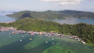 Gaya Adası 'ndaki Köylerin Sahnesi, Kota Kinabalu, Sabah Malezya