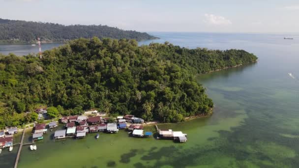 Gaya Adası Ndaki Köylerin Sahnesi Kota Kinabalu Sabah Malezya — Stok video