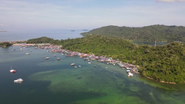 Τοπίο Των Χωριών Μέσα Στο Νησί Gaya Kota Kinabalu Sabah — Αρχείο Βίντεο