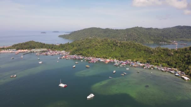 Τοπίο Των Χωριών Μέσα Στο Νησί Gaya Kota Kinabalu Sabah — Αρχείο Βίντεο