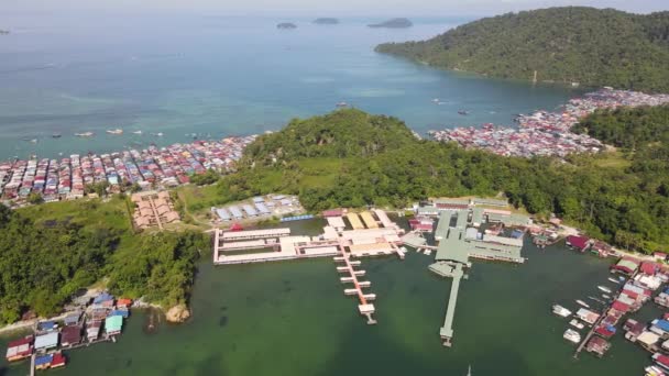 Paysage Des Villages Île Gaya Kota Kinabalu Sabah Malaisie — Video