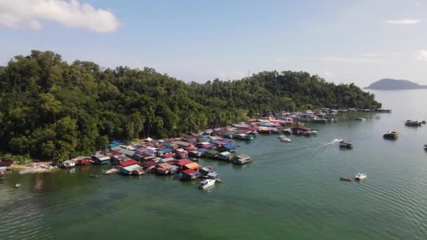 Paisagem Das Aldeias Dentro Ilha Gaya Kota Kinabalu Sabah Malásia — Vídeo de Stock