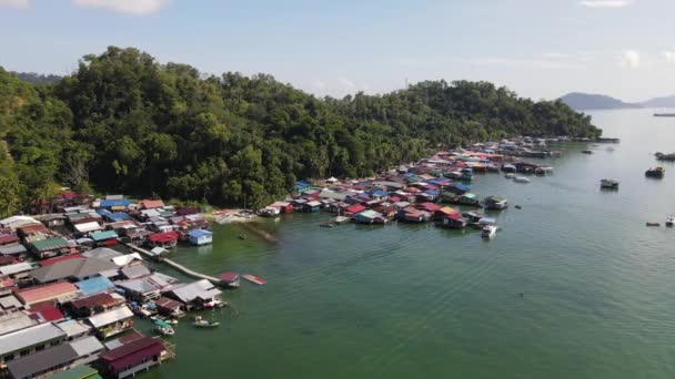 Paisagem Das Aldeias Dentro Ilha Gaya Kota Kinabalu Sabah Malásia — Vídeo de Stock