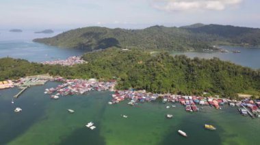 Gaya Adası 'ndaki Köylerin Sahnesi, Kota Kinabalu, Sabah Malezya
