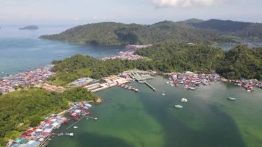 Gaya Adası 'ndaki Köylerin Sahnesi, Kota Kinabalu, Sabah Malezya