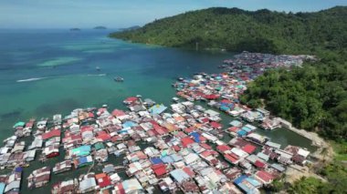 Gaya Adası 'ndaki Köylerin Sahnesi, Kota Kinabalu, Sabah Malezya