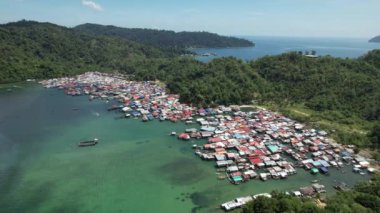 Gaya Adası 'ndaki Köylerin Sahnesi, Kota Kinabalu, Sabah Malezya