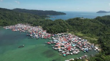Gaya Adası 'ndaki Köylerin Sahnesi, Kota Kinabalu, Sabah Malezya