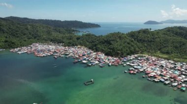 Gaya Adası 'ndaki Köylerin Sahnesi, Kota Kinabalu, Sabah Malezya