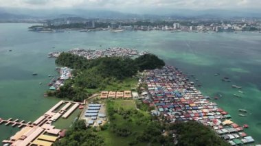 Gaya Adası 'ndaki Köylerin Sahnesi, Kota Kinabalu, Sabah Malezya