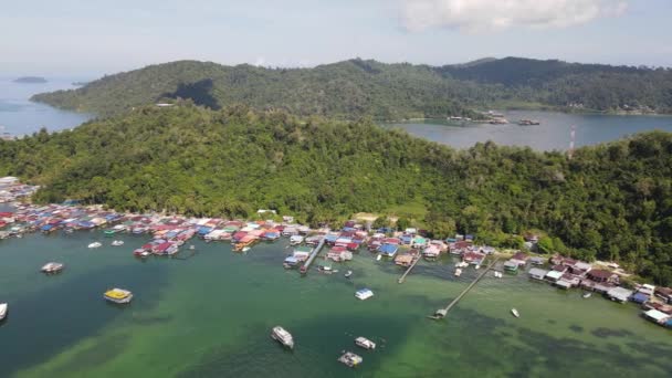 Die Landschaft Der Dörfer Auf Der Insel Gaya Kota Kinabalu — Stockvideo