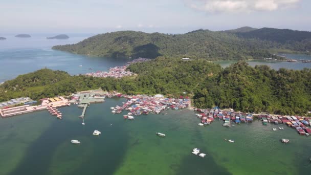 Τοπίο Των Χωριών Μέσα Στο Νησί Gaya Kota Kinabalu Sabah — Αρχείο Βίντεο