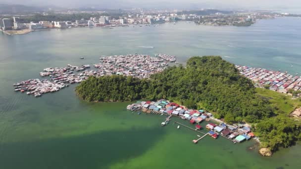 Paisagem Das Aldeias Dentro Ilha Gaya Kota Kinabalu Sabah Malásia — Vídeo de Stock