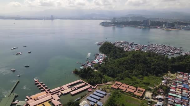 Krajobraz Wsi Wyspie Gaya Kota Kinabalu Sabah Malezja — Wideo stockowe