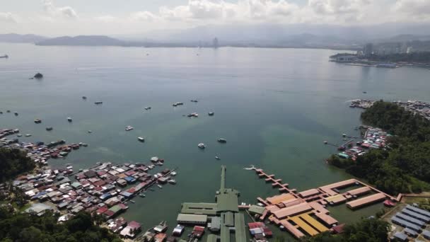 Paisaje Las Aldeas Dentro Isla Gaya Kota Kinabalu Sabah Malasia — Vídeos de Stock
