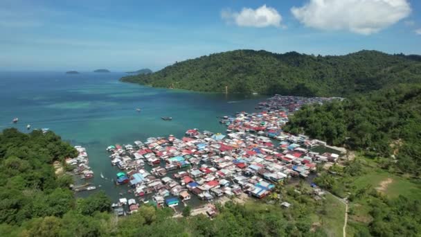Die Landschaft Der Dörfer Auf Der Insel Gaya Kota Kinabalu — Stockvideo