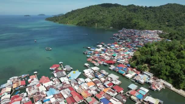 Paisagem Das Aldeias Dentro Ilha Gaya Kota Kinabalu Sabah Malásia — Vídeo de Stock