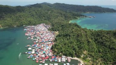 Gaya Adası 'ndaki Köylerin Sahnesi, Kota Kinabalu, Sabah Malezya