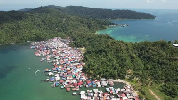 Paisagem Das Aldeias Dentro Ilha Gaya Kota Kinabalu Sabah Malásia — Vídeo de Stock