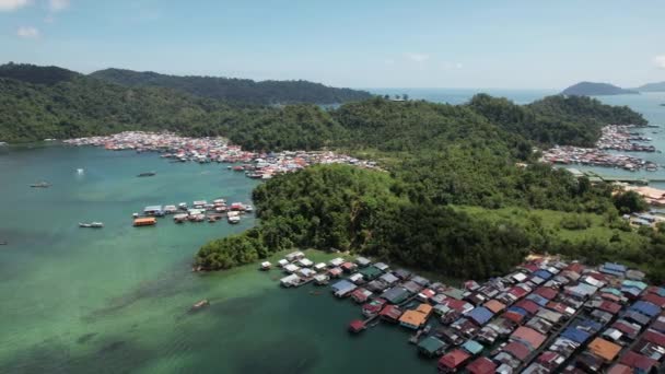 Paisaje Las Aldeas Dentro Isla Gaya Kota Kinabalu Sabah Malasia — Vídeos de Stock