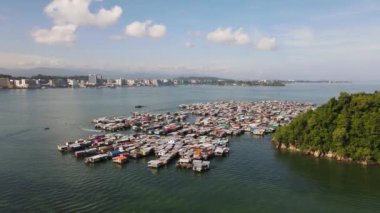 Gaya Adası 'ndaki Köylerin Sahnesi, Kota Kinabalu, Sabah Malezya