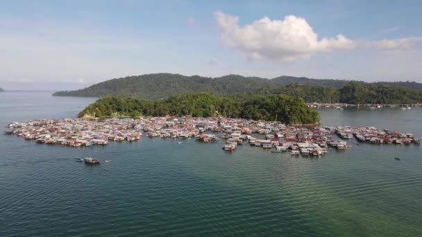 Paysage Des Villages Île Gaya Kota Kinabalu Sabah Malaisie — Video